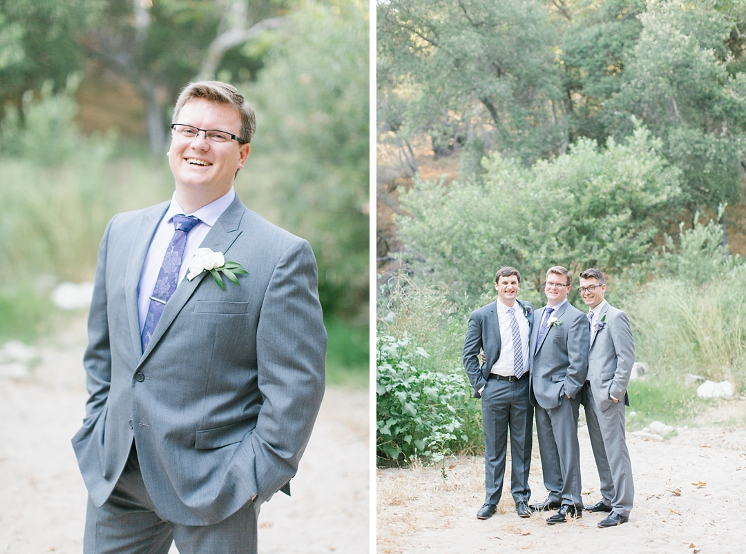 groom and groomsmen wearing grey