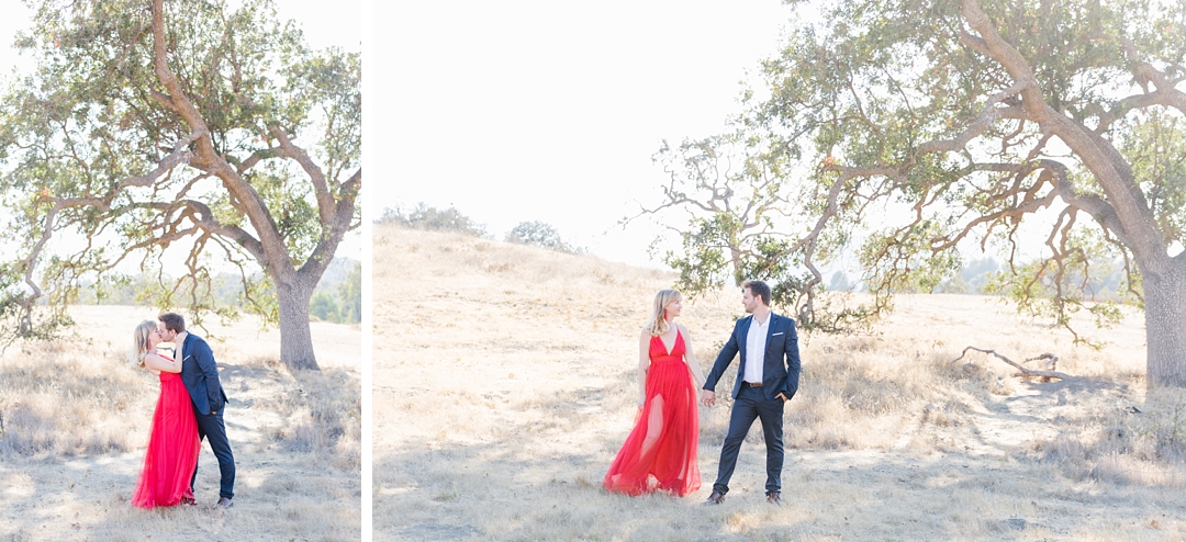 fashion forward Agoura Hills anniversary session with red dress