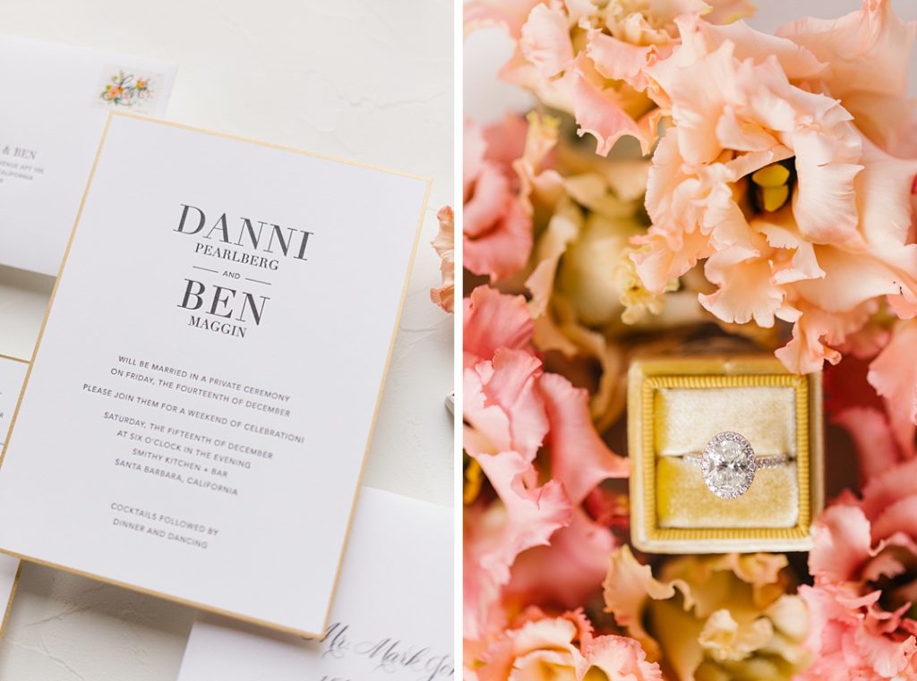 elegant sugar paper wedding invitations for intimate santa barbara wedding