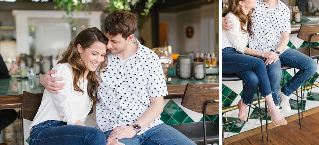 A west hollywood engagement session at neighborhood bar