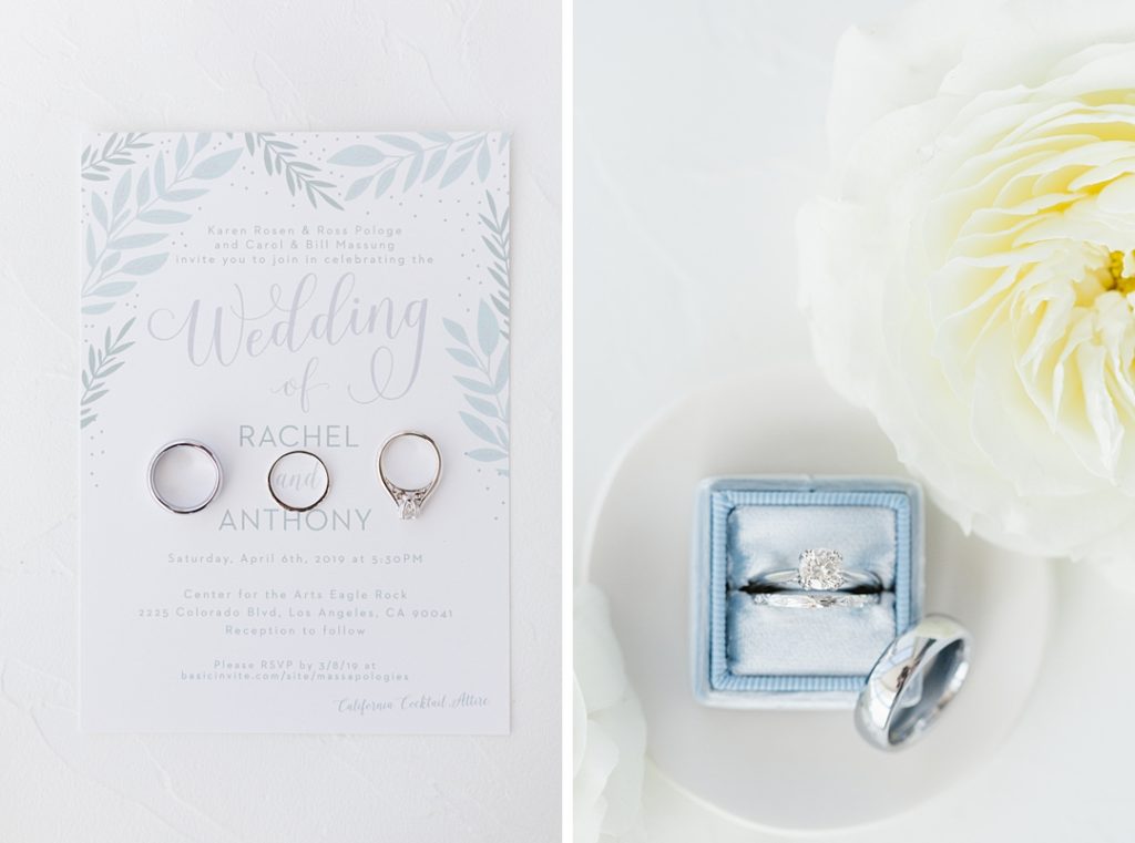 light and airy, modern wedding detail photos of wedding rings on Basic Invite wedding invitation 