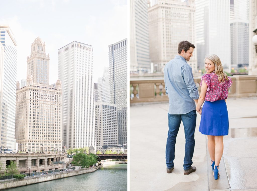 downtown Chicago anniversary session at the Wrigley Building