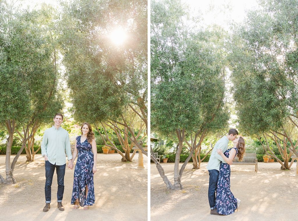 light and airy southern California engagement photography at garden