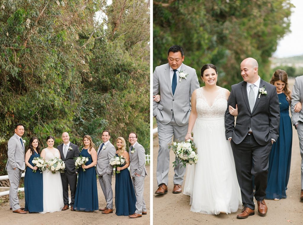 blue and grey wedding party color scheme for SoCal wedding