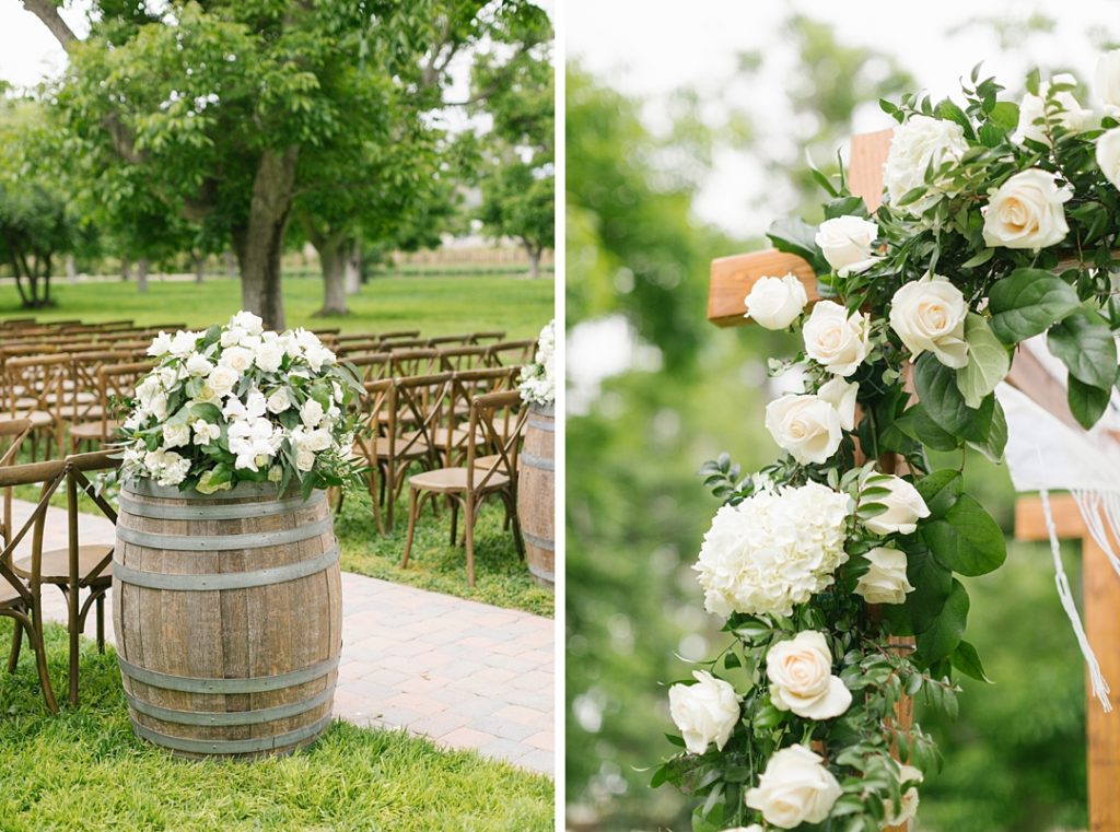 white and green wedding florals for SoCal wedding