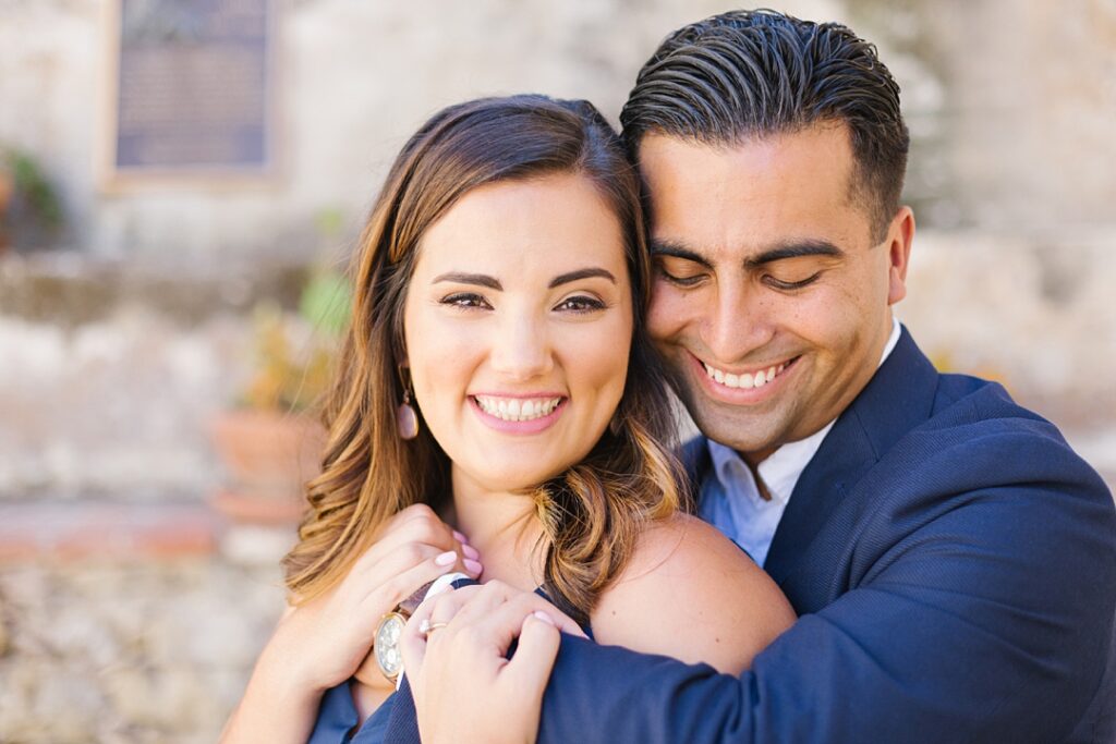 smiling couple during laughter filled SoCal engagement session