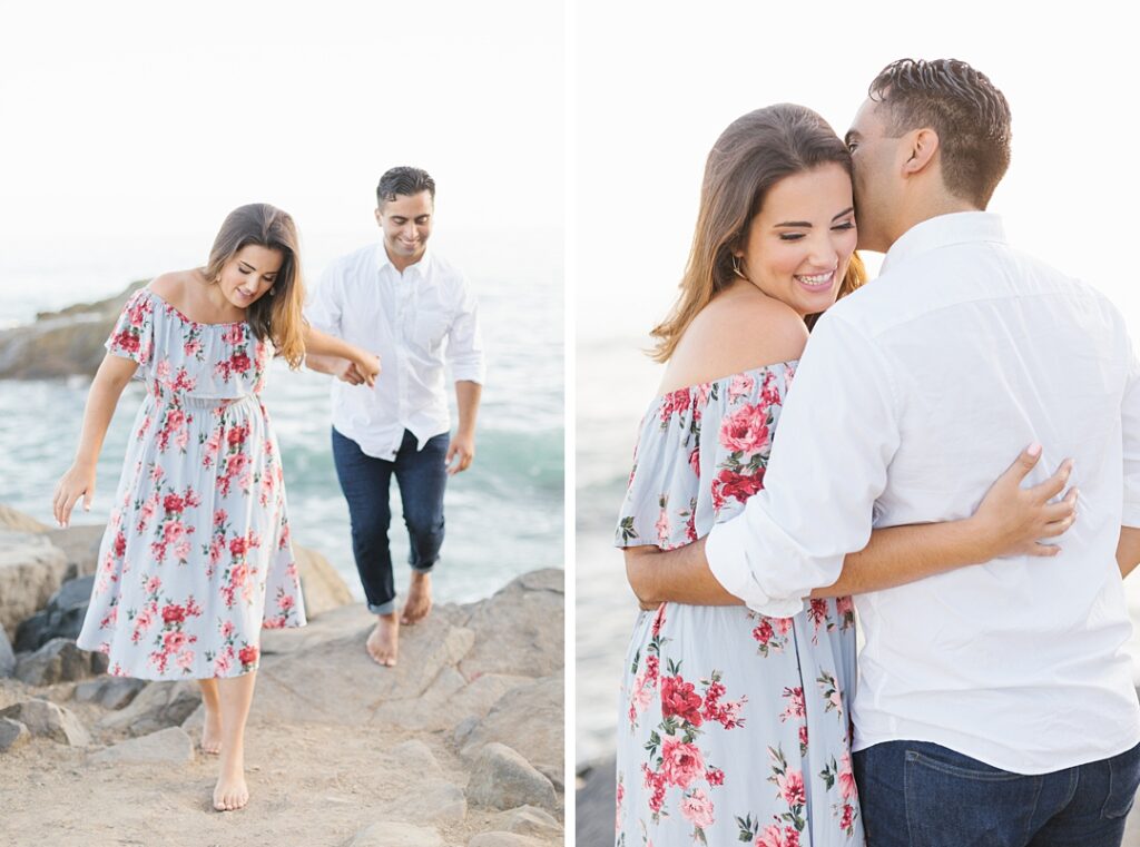 water, sand, and rocks — the epitome of an Orange County engagement session