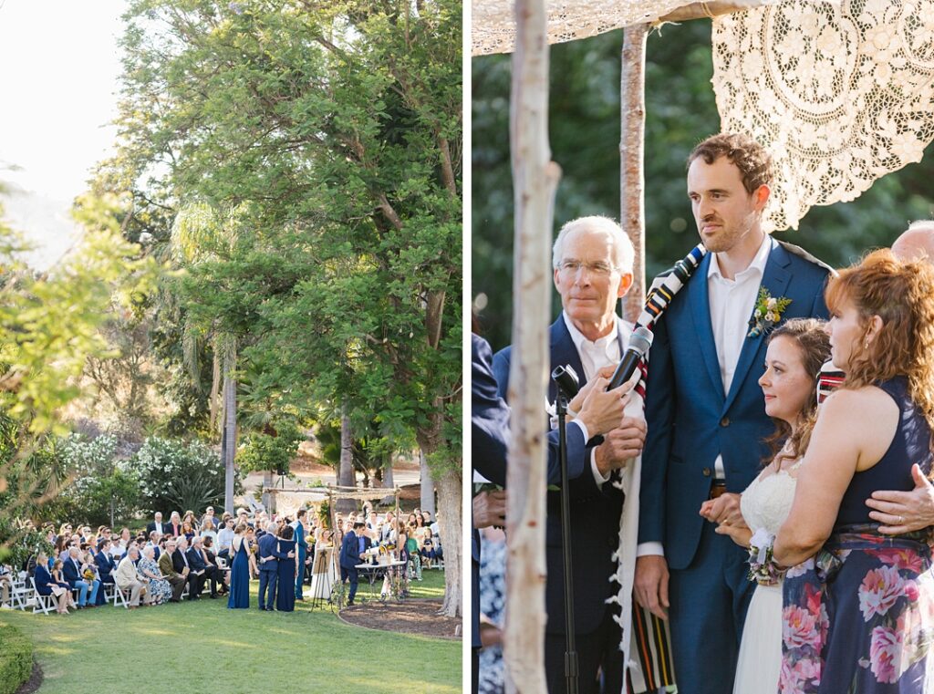 couple under chuppah at outdoor summer wedding in California