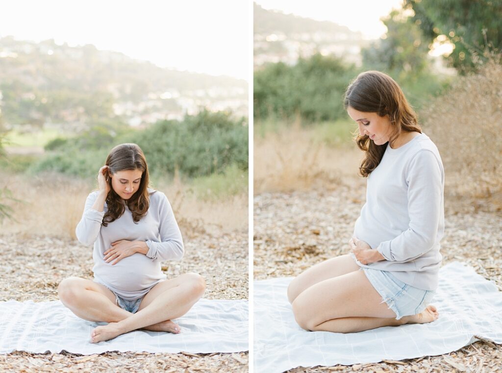 natural light maternity photos on trail