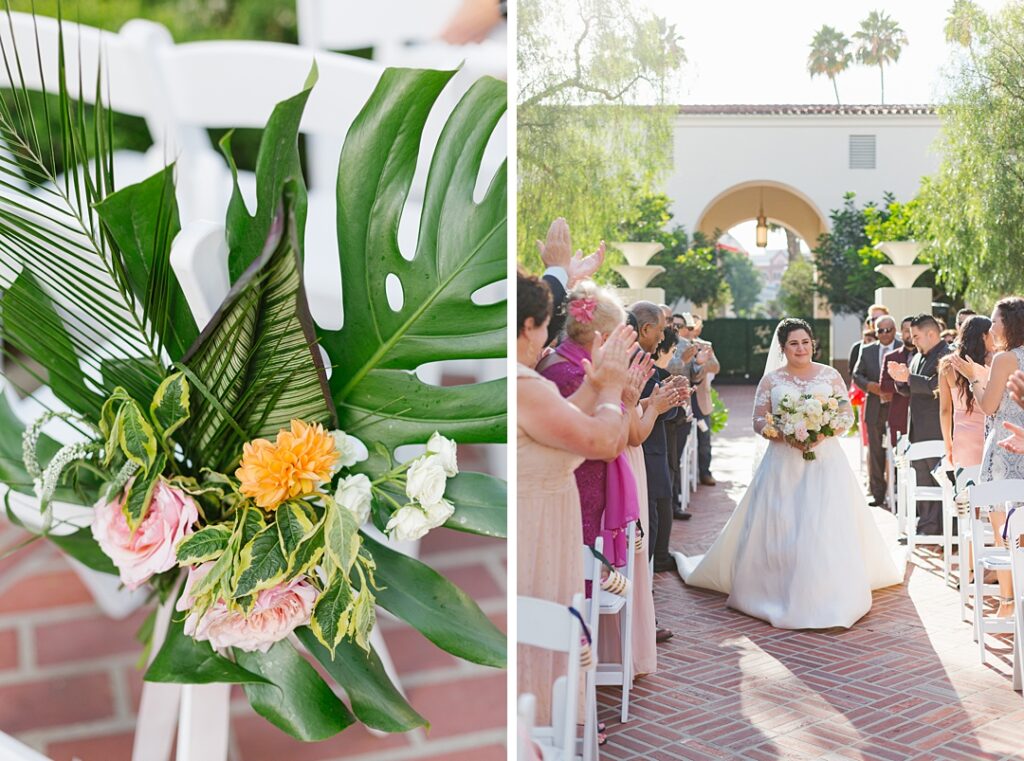an outdoor wedding ceremony at Los Angeles's Union Station