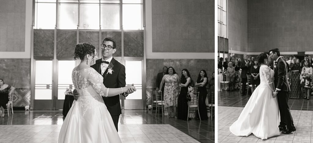 bride and groom first dance at Union Station