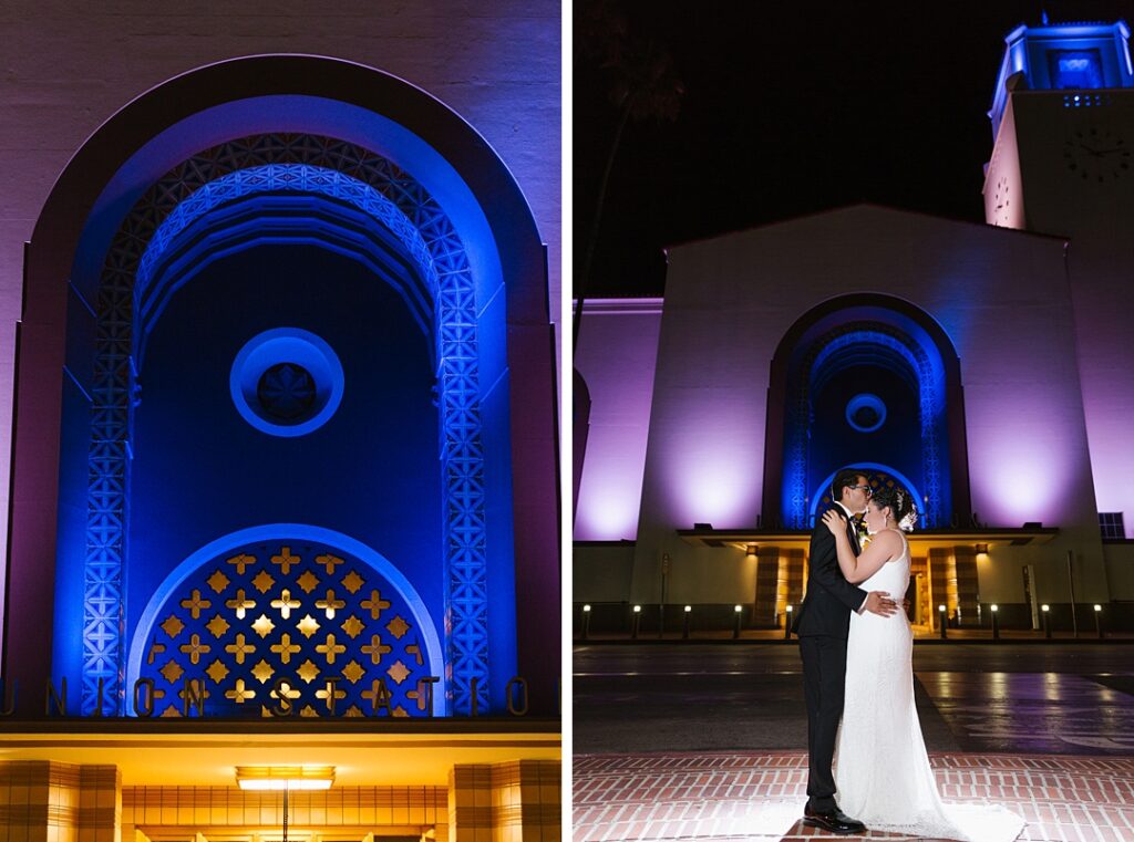 Hollywood glam wedding vibes in front of LA's Union Station