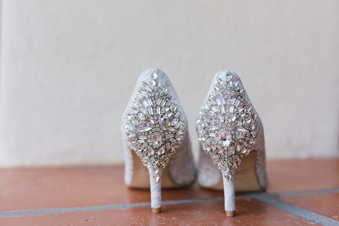 back of Badgley Mischka Jewel bridal shoes