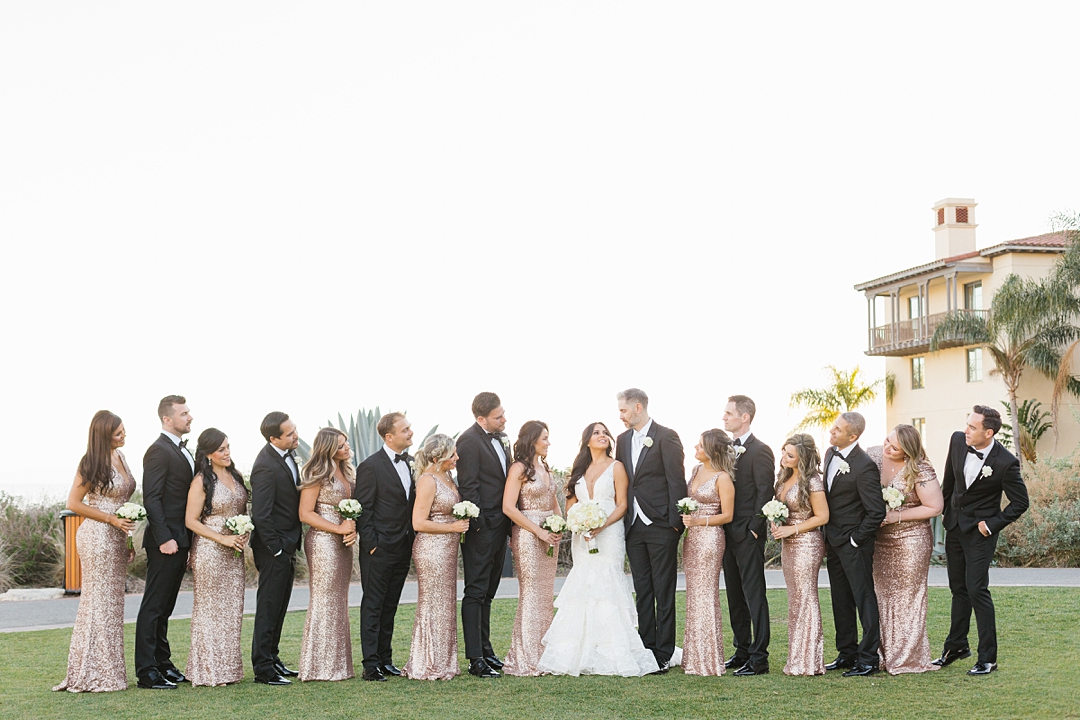 black and gold wedding party at Terranea in Palos Verdes