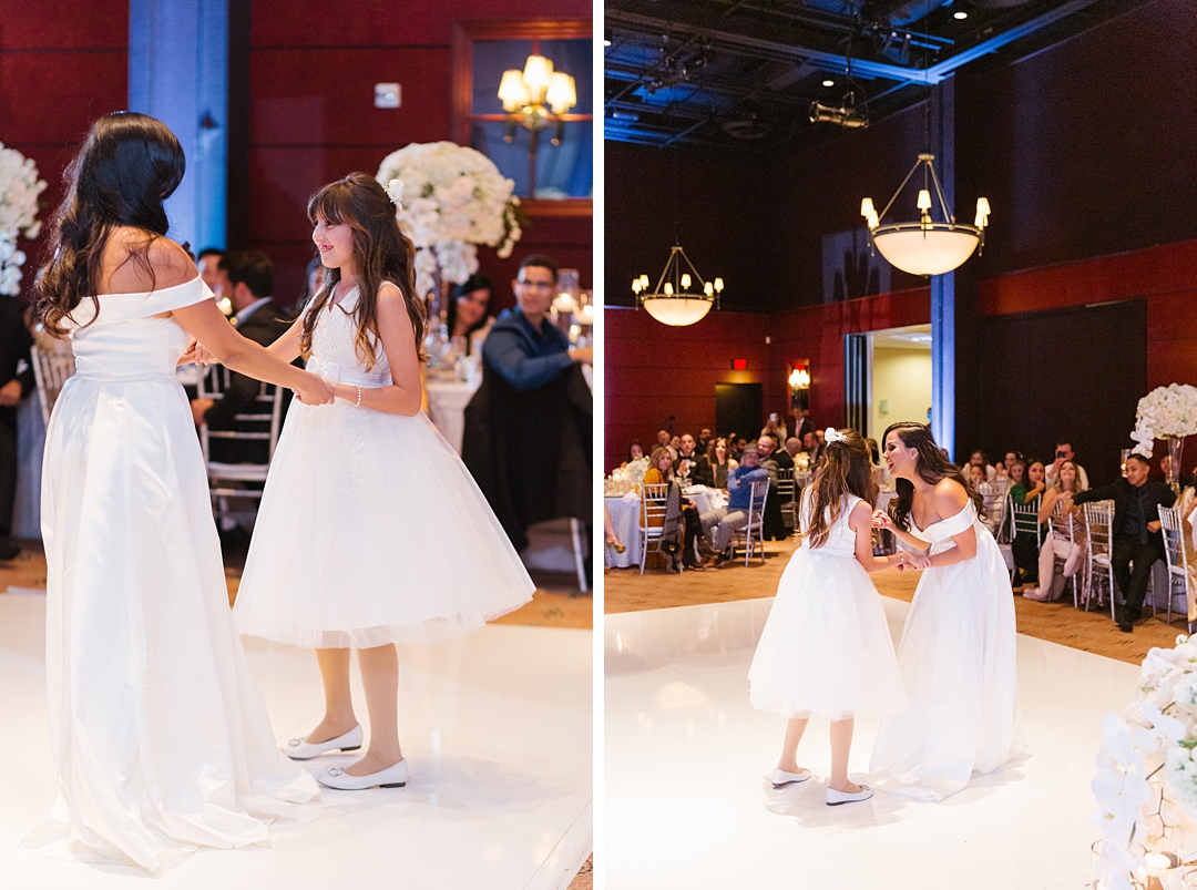 bride and daughter dance at luxury Palos Verdes wedding reception