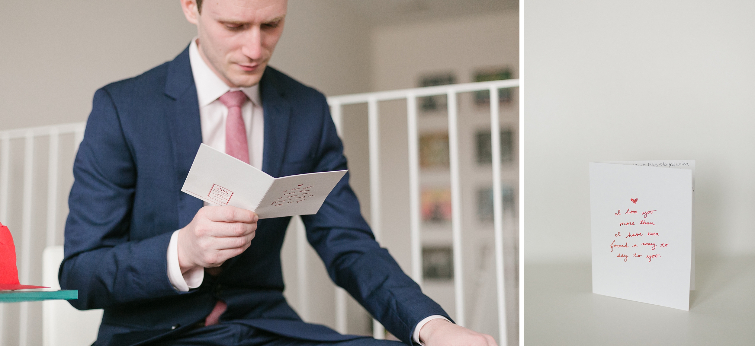 chicago groom reads card from bride
