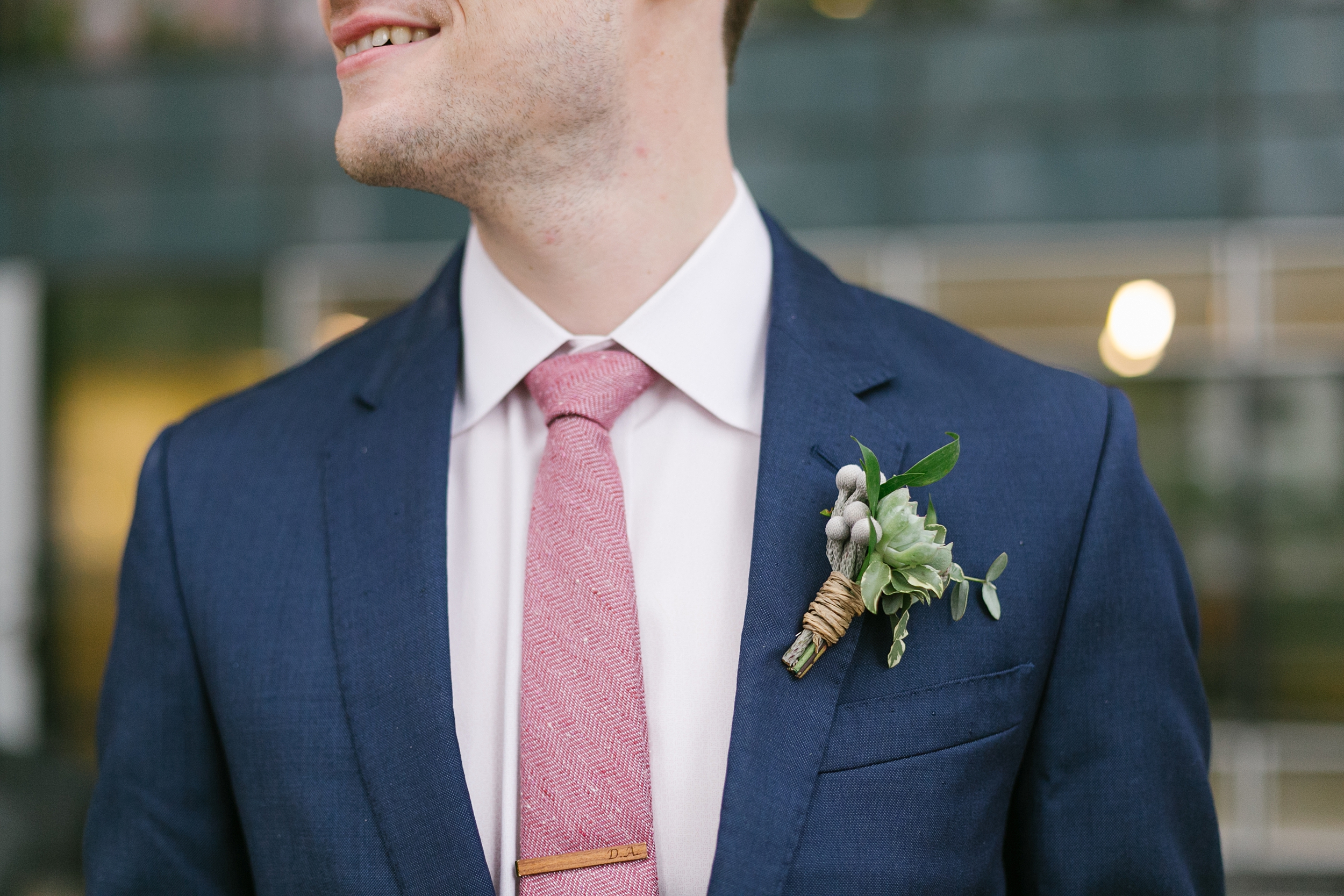navy and blush groom details