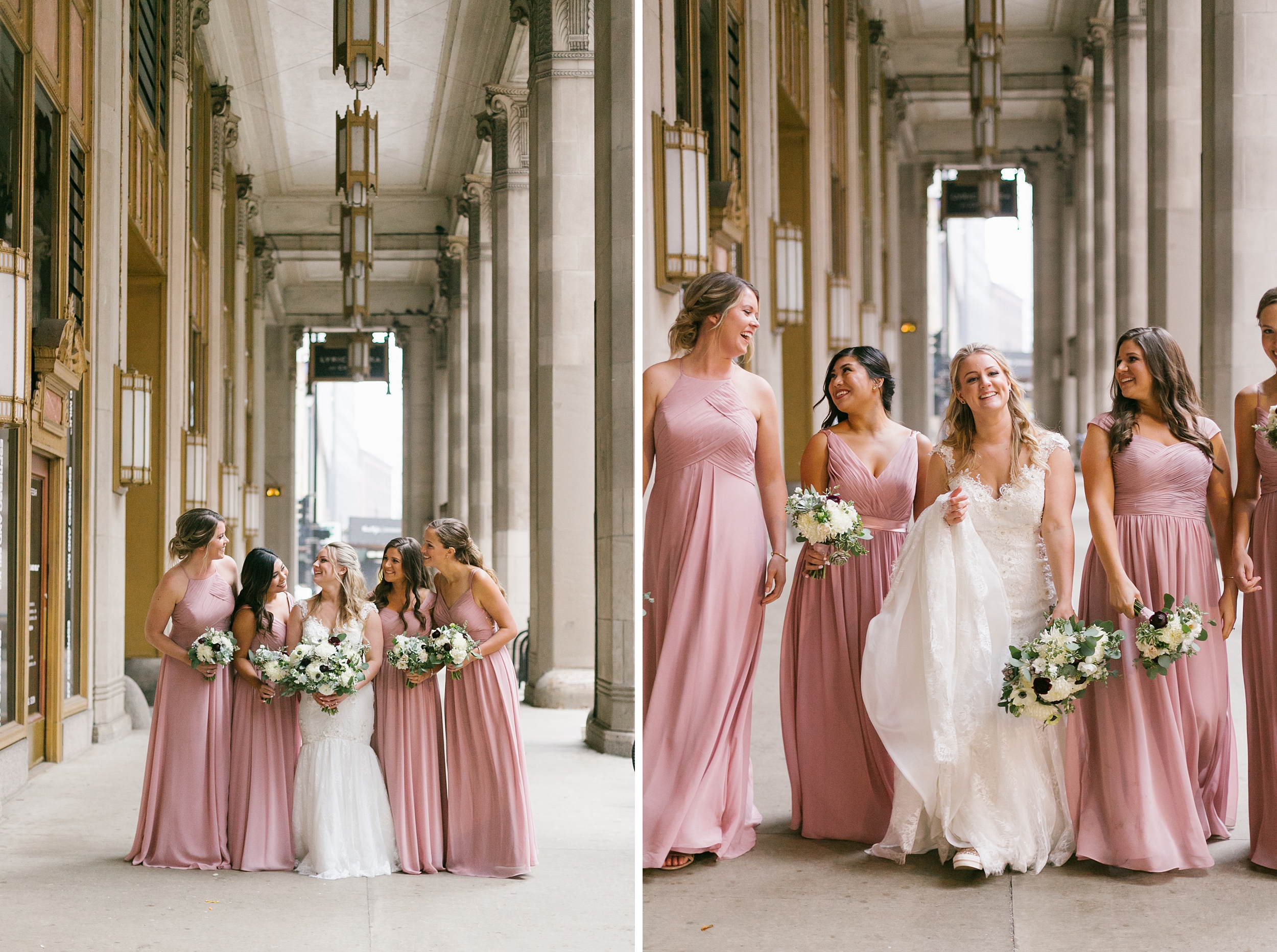 wedding party photos at the chicago civic opera house