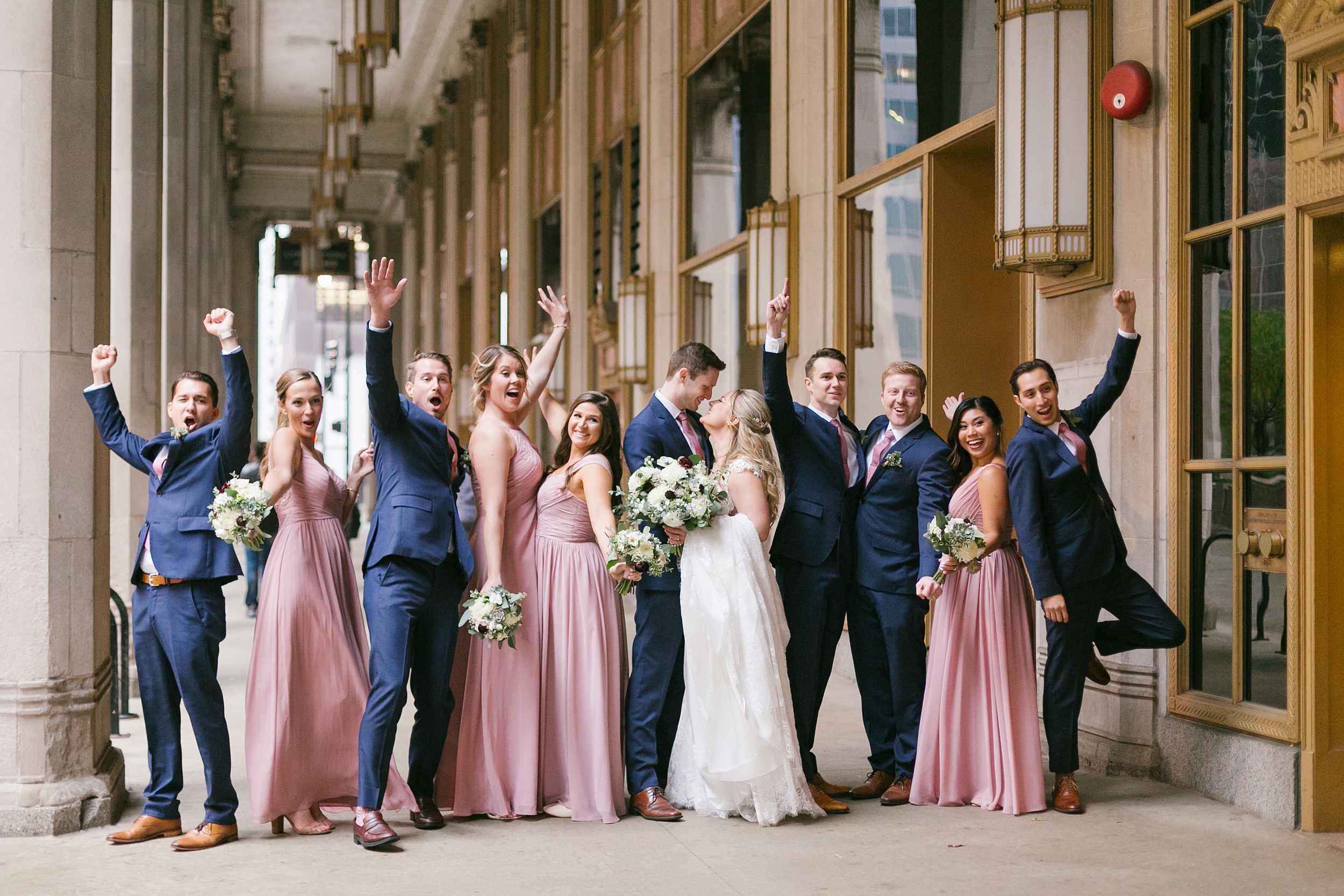 wedding party photos at chicago opera house