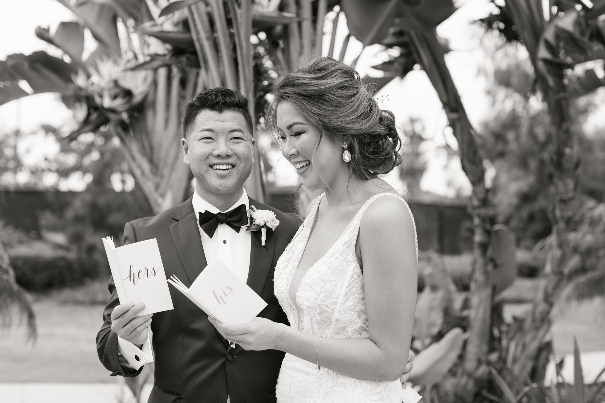 his and hers vow books for southern california wedding