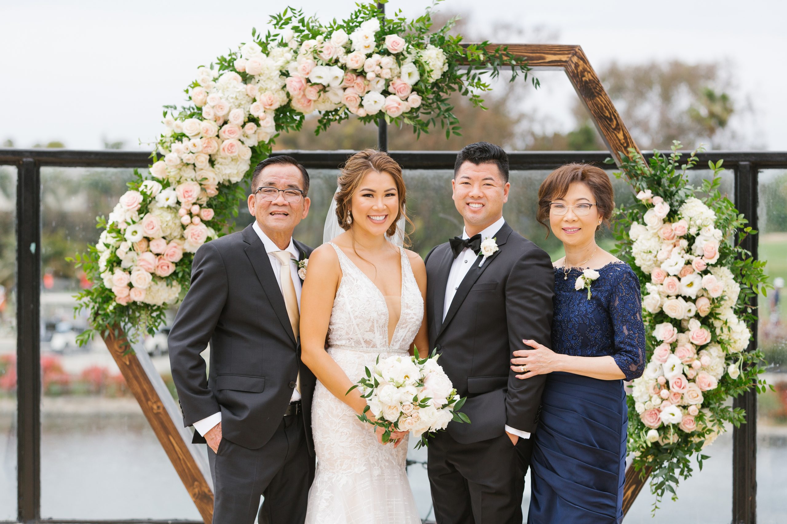 family portraits at luxury Huntington Beach wedding
