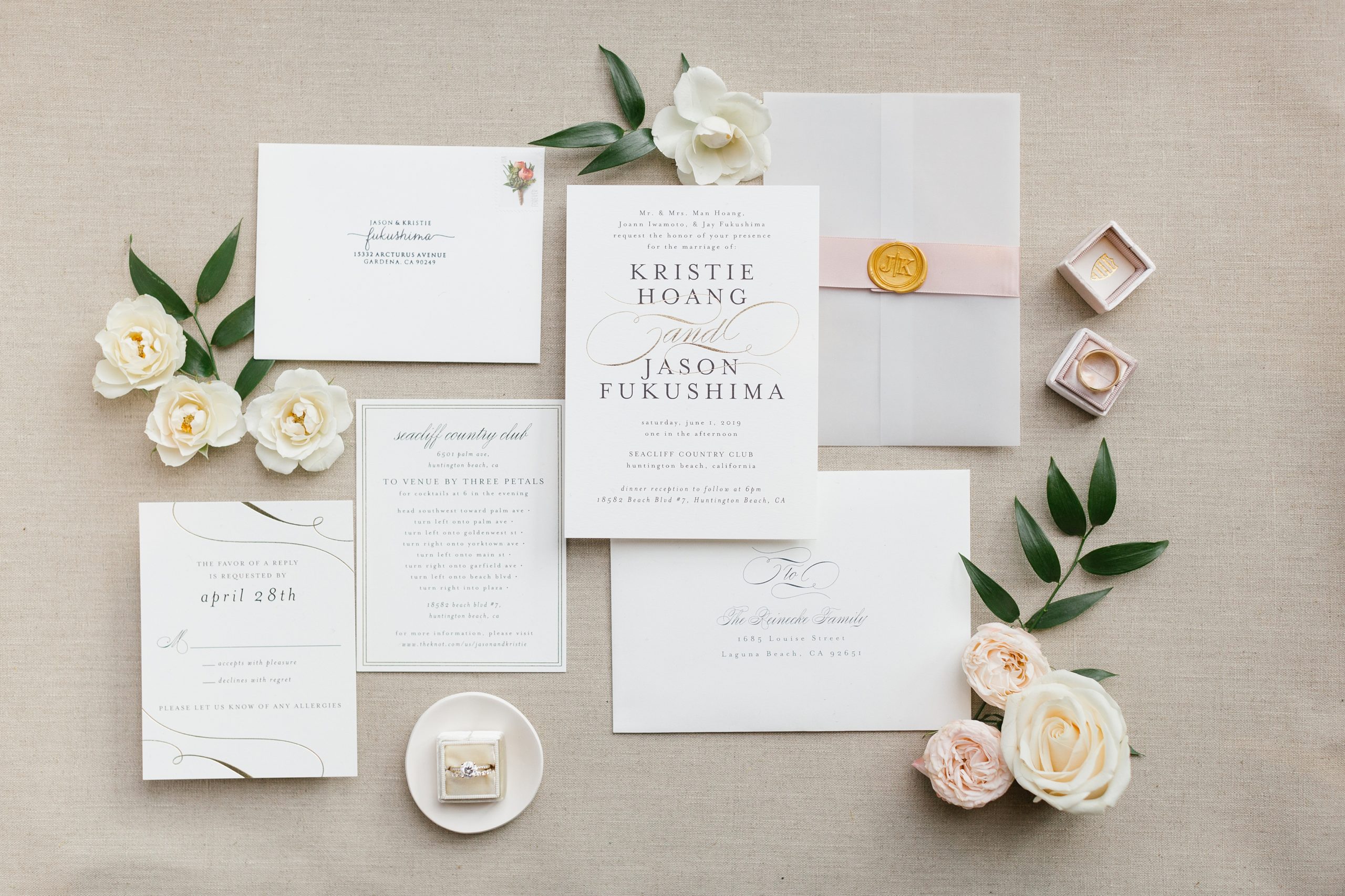 Clean and classic wedding invitation suite from Minted
