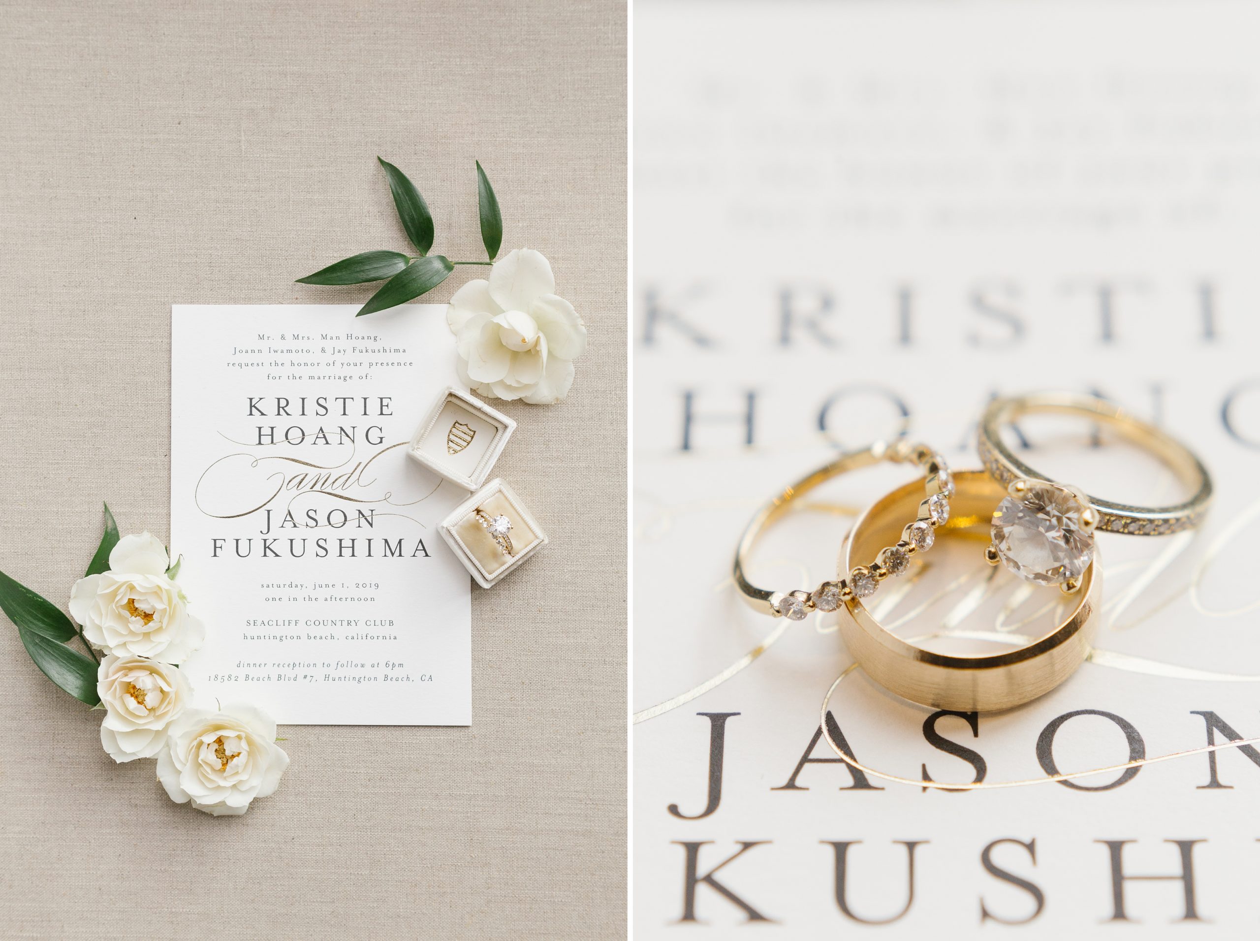 cream and gold wedding invitations for luxury SoCal wedding