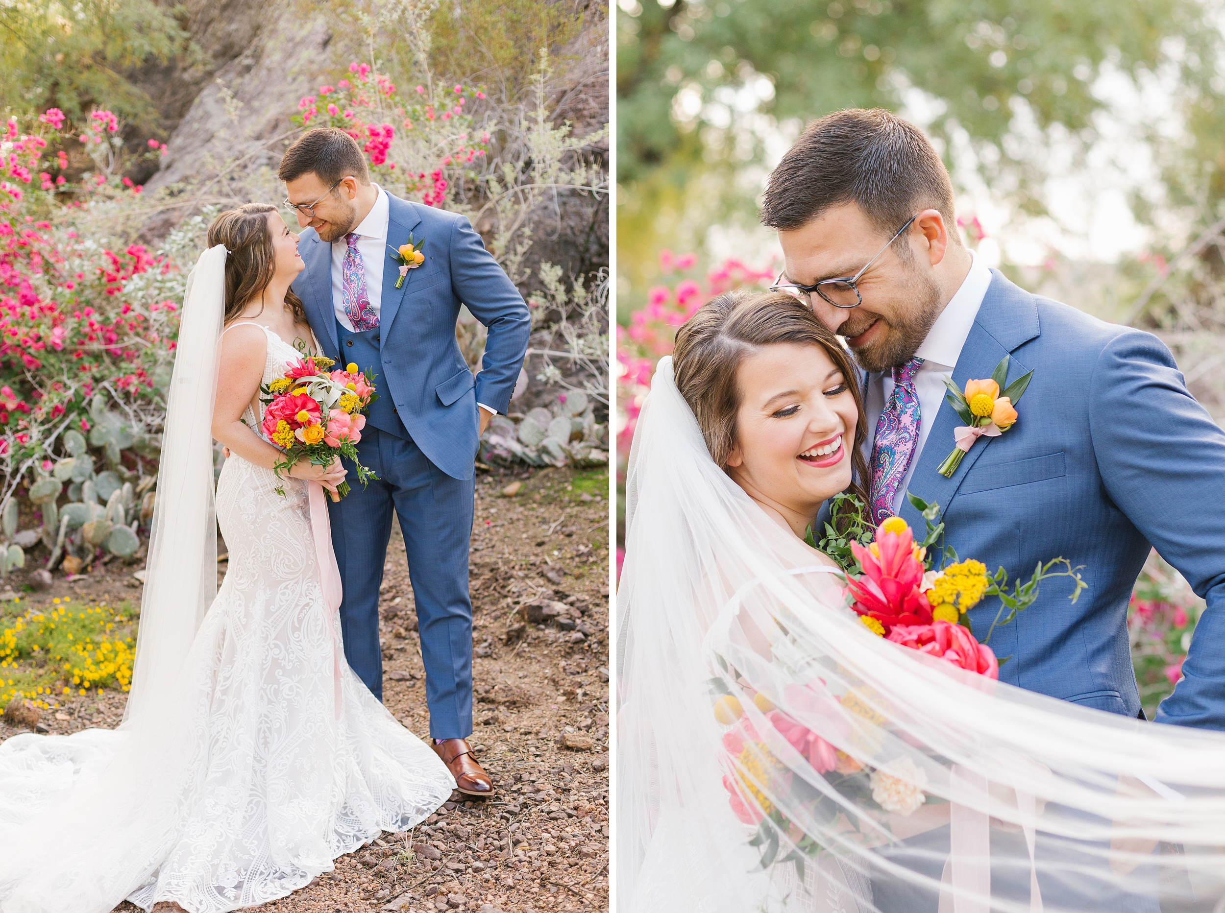 colorful wedding portraits with pops of yellow 