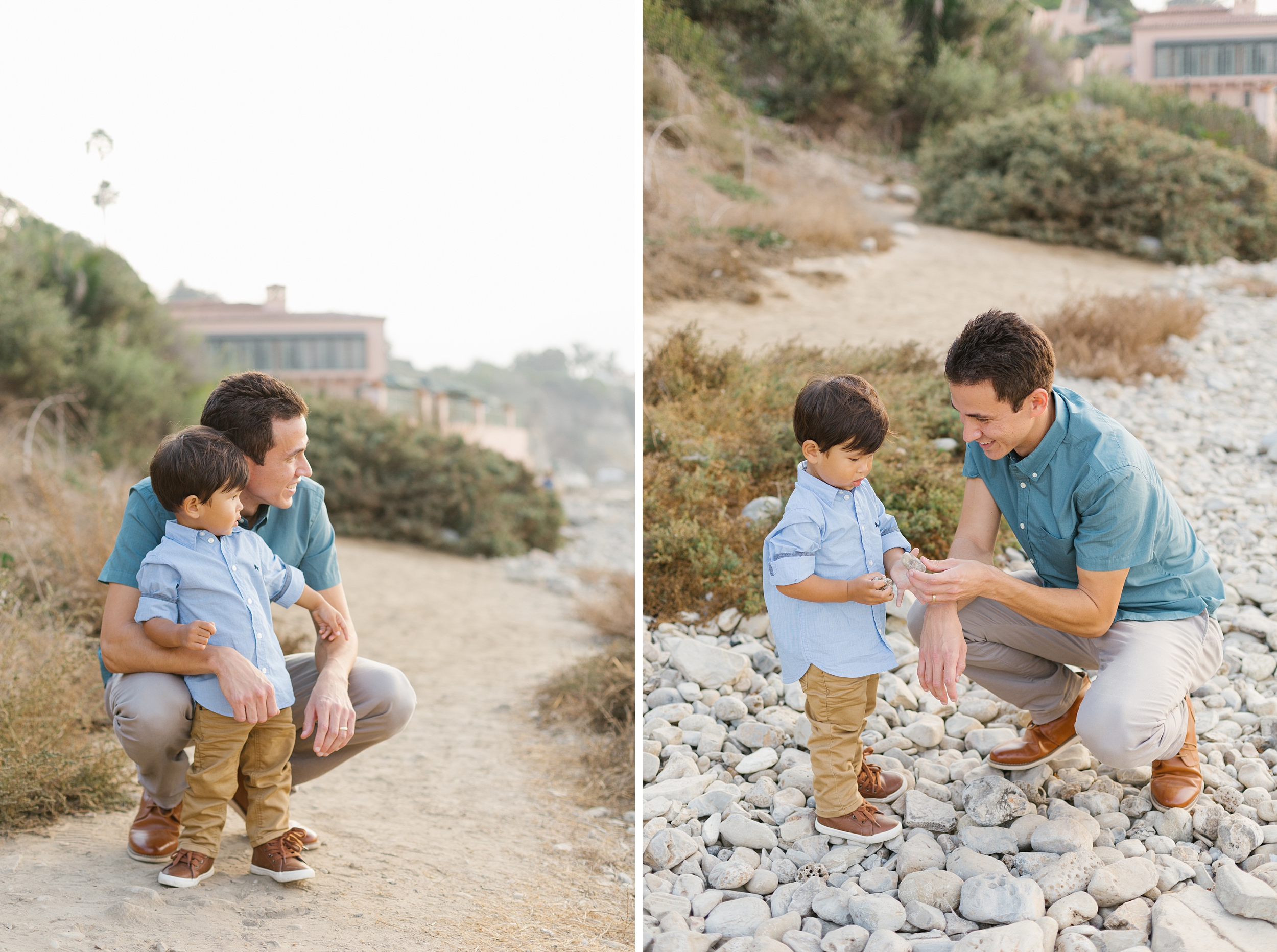 father and son portraits during Los Angeles family portraits at Malaga Cove