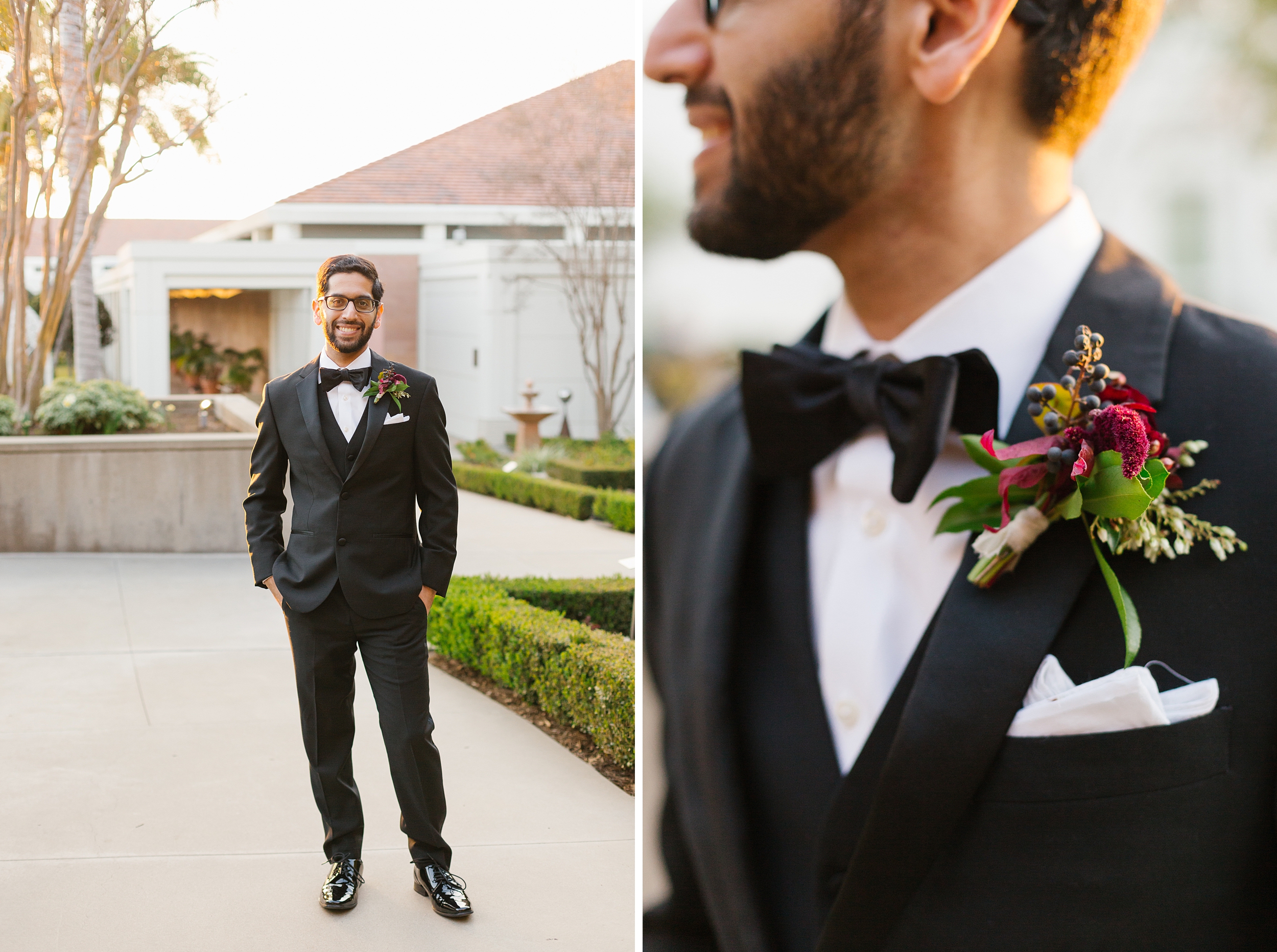 formal groom portraits at the Nixon Library