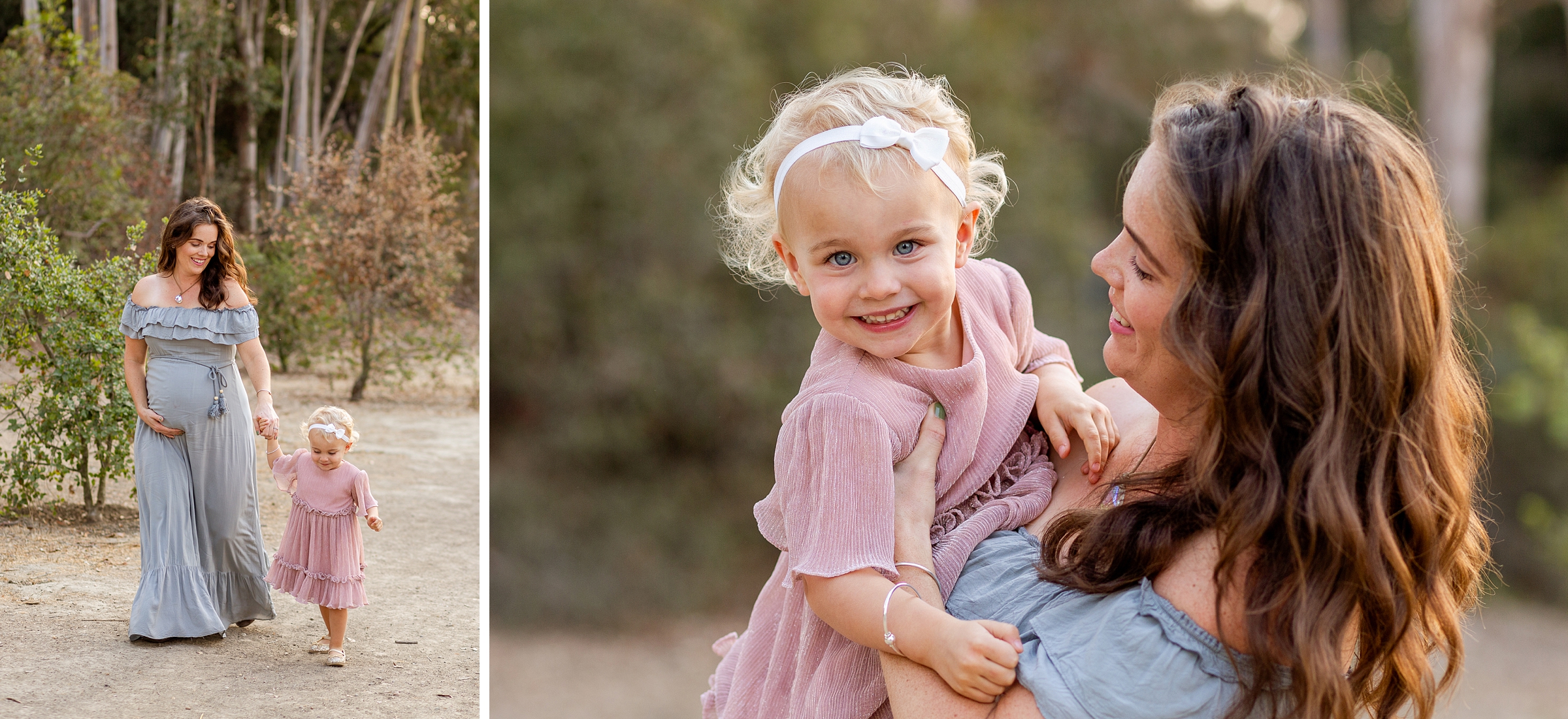 mom and daughter during Los Angeles maternity photo session