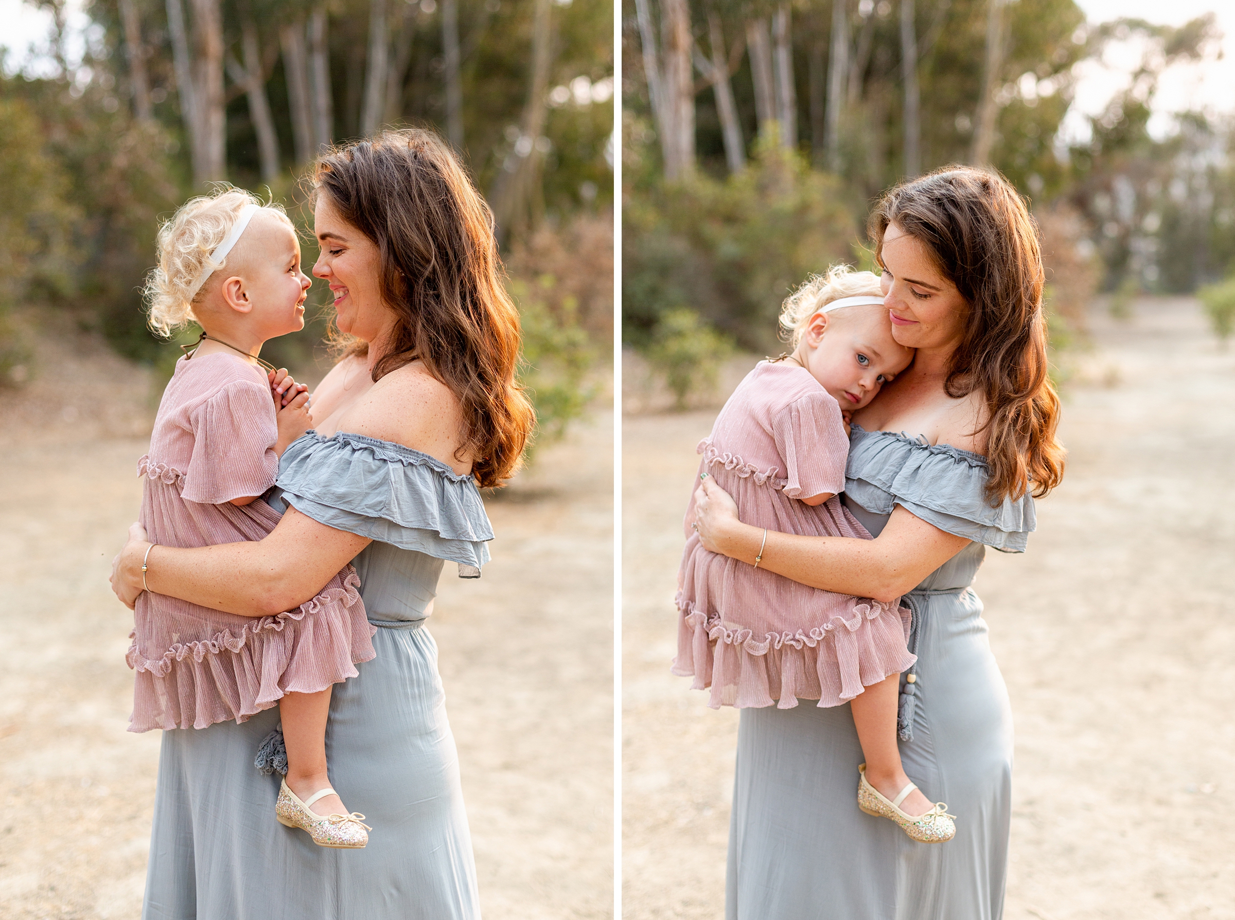 mom and daughter during Los Angeles maternity photo session