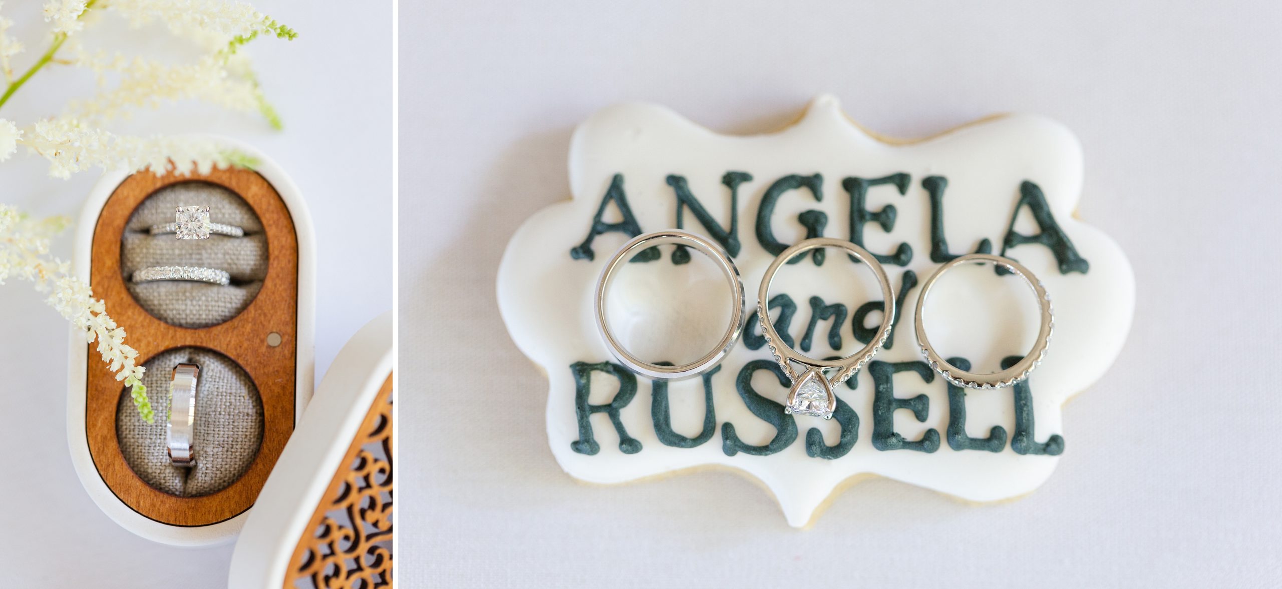 custom wedding sugar cookie with bride and groom names