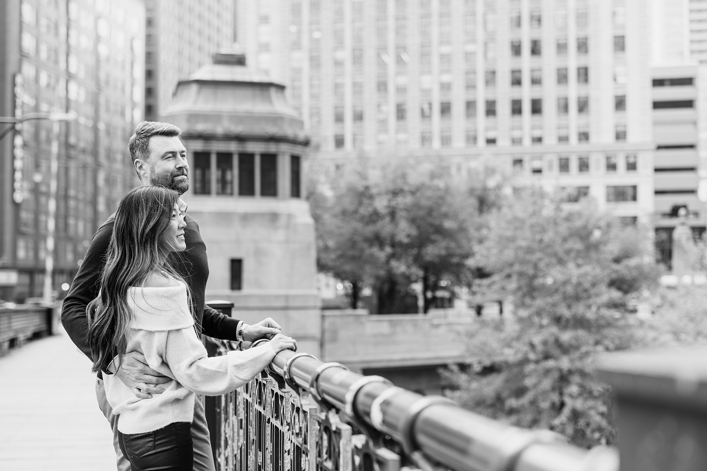 black and white Chicago engagement photography