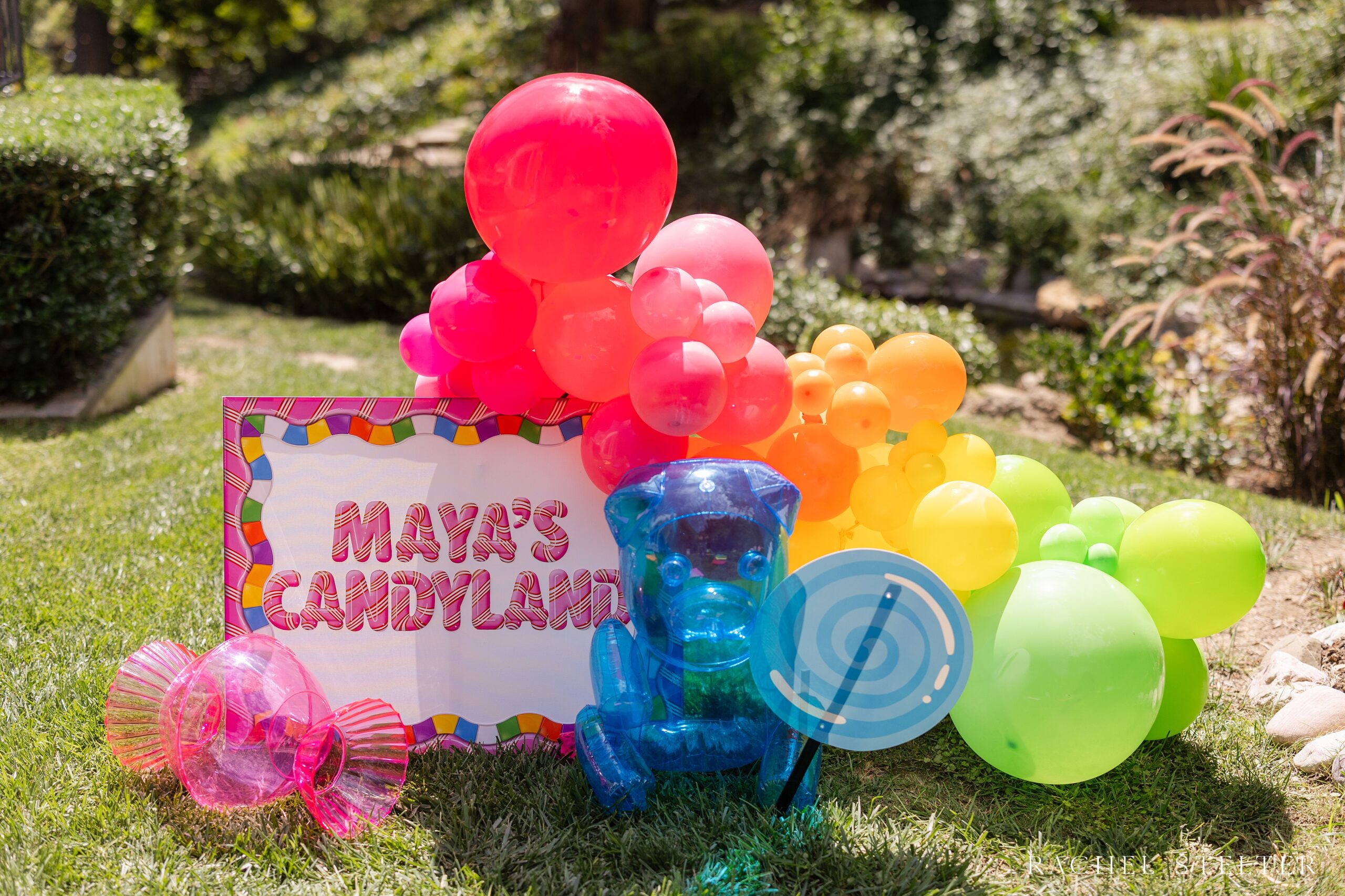 colorful candyland birthday party in los angeles backyard