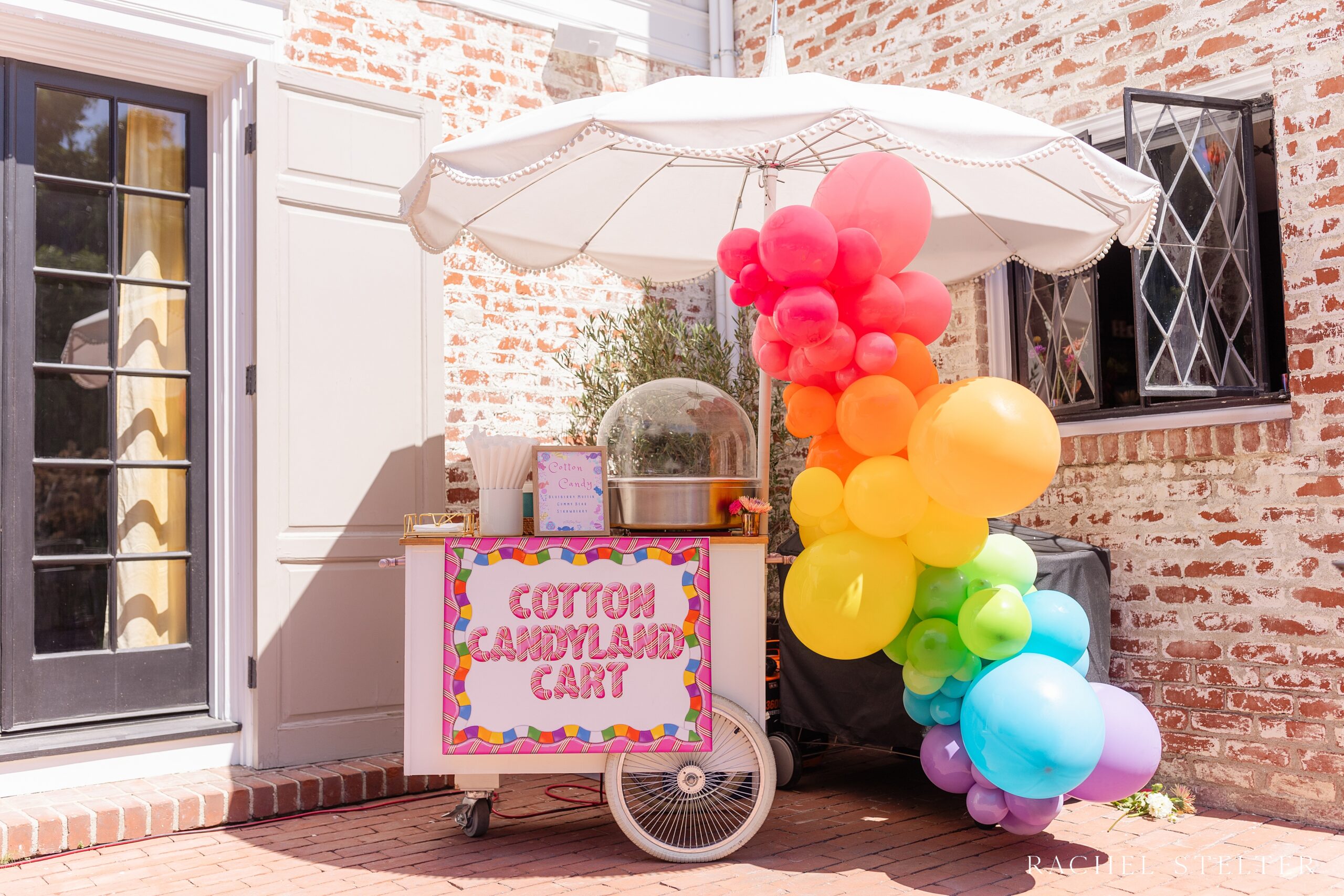 custom cotton candy cart for luxury backyard birthday in los angeles