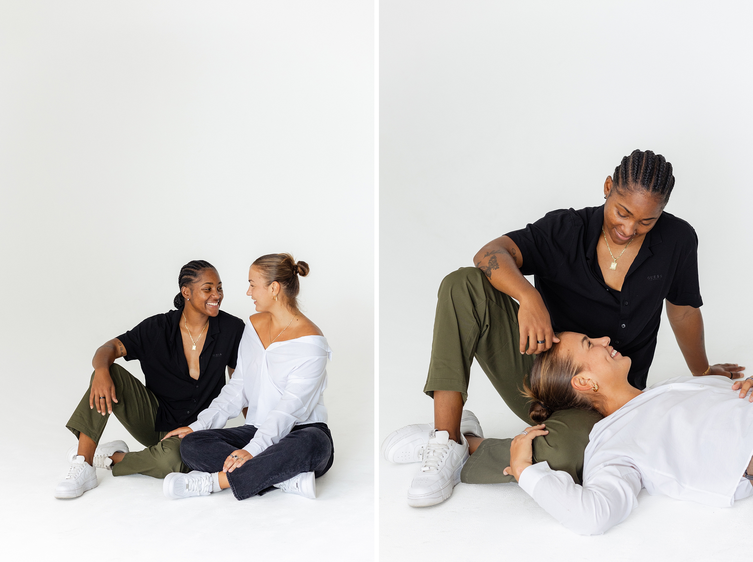modern and minimalist couples photography at studio in los angeles