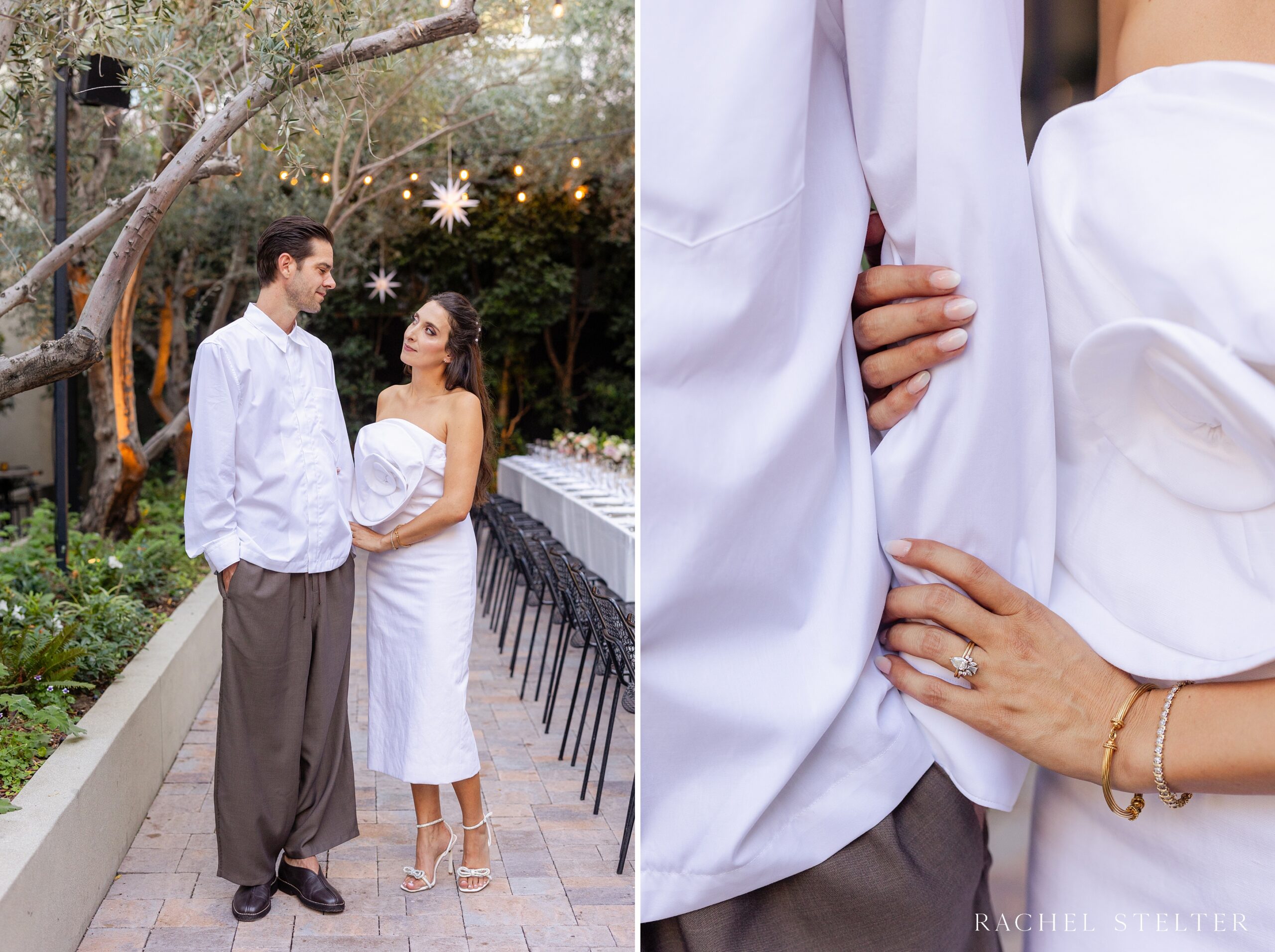 bride and groom portraits for their intimate wedding at Redbird LA