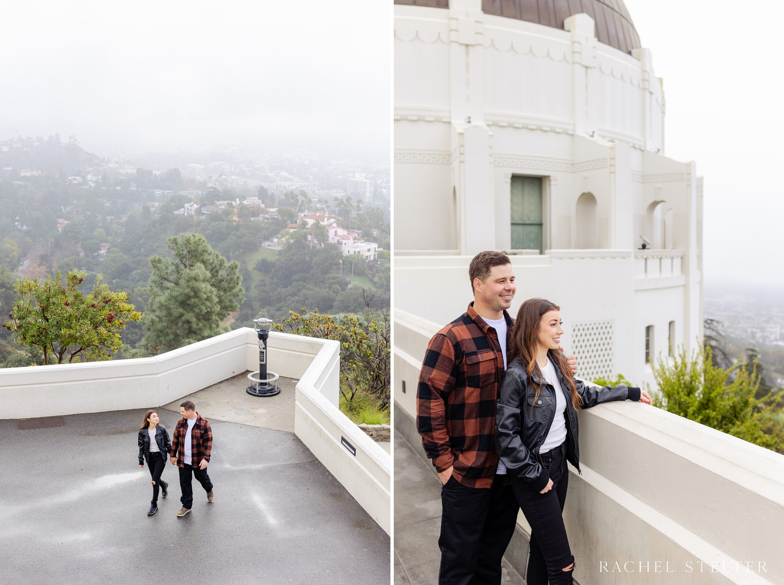 couple enjoys the LA city views from the Griffith Observatory