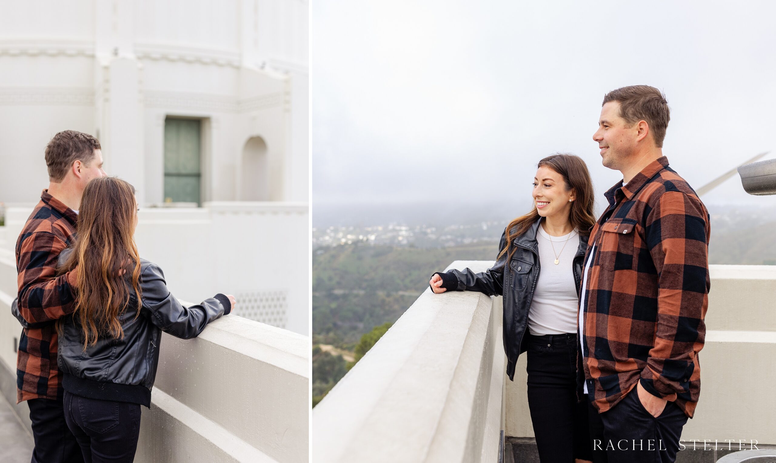 couple takes in views at scenic LA engagement location