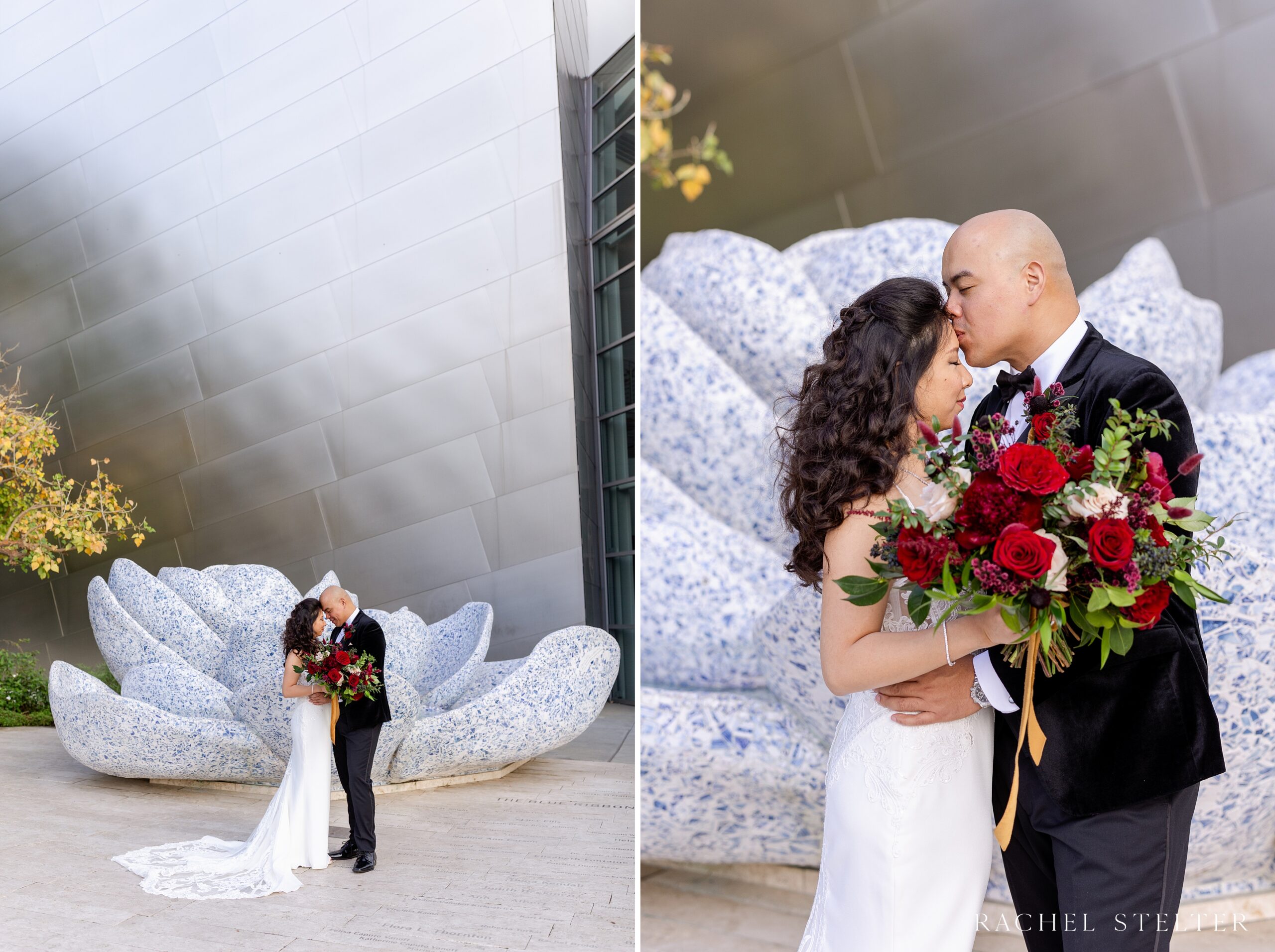 wedding photos at Walt Disney Concert Hall in LA