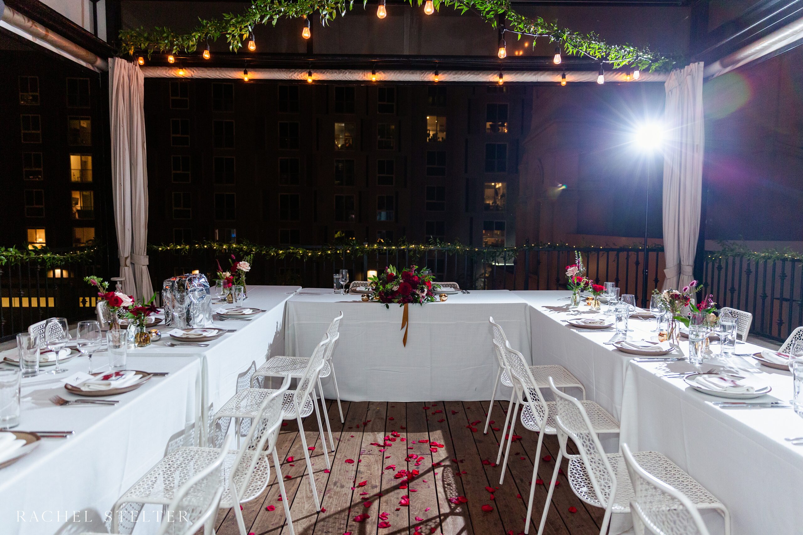 an outdoor wedding reception at Redbird LA
